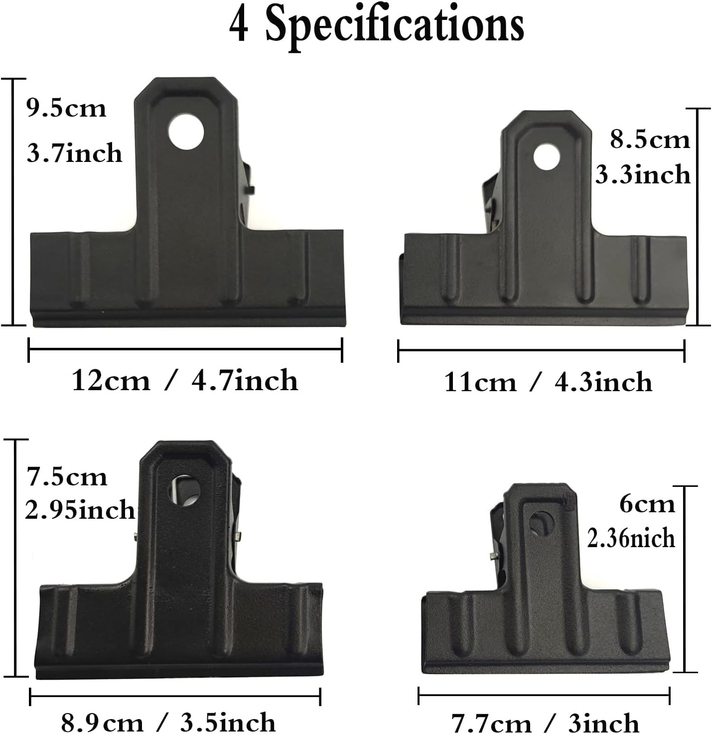 Locci Black Large Bull Clips,10 PCS Extra Large Binder 4.3 Inch Giant Binder Clips,Jumbo Binder Clips for Home,Work,Art,Office and Kitchen (110 mm)