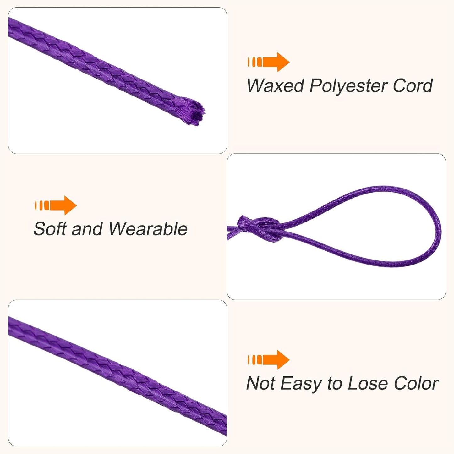 MECCANIXITY Waxed Cord 1.2mm Waxed Polyester Cord 175 Yard Wax String for Bracelet Making,Necklaces, Beading,Jewelry Making and DIY Crafts(Dark Purple)