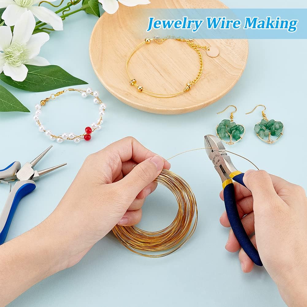 BENECREAT 26Gague 49.2 Feet Real 18K Gold Plated Square Brass Wire, Gold Soft Jewelry Wire for Necklace and Bracelet Making