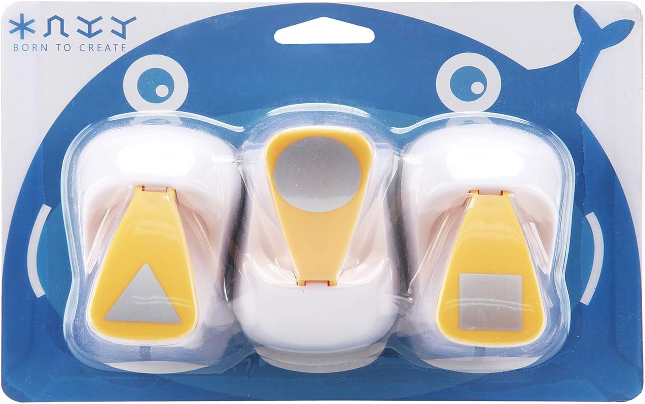 Craft Lever Punch DIY Handmade Craft Punch Paper Punch for Festival and Greeting Card Making Ten Shapes Choices (White 0.7X0.7inch square-1inch Circle-0.75inch Triangle)