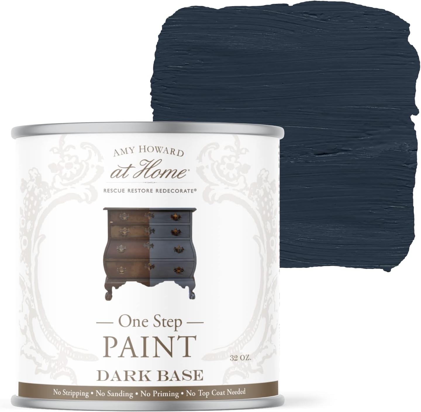 AMY HOWARD AT HOME Chalk-Based One Step Paint for Furniture, Cabinetry, Decor, Finish, and More | No Stripping, Sanding, or Priming | Dark Base | 16 Ounce | Lady Singing Blues