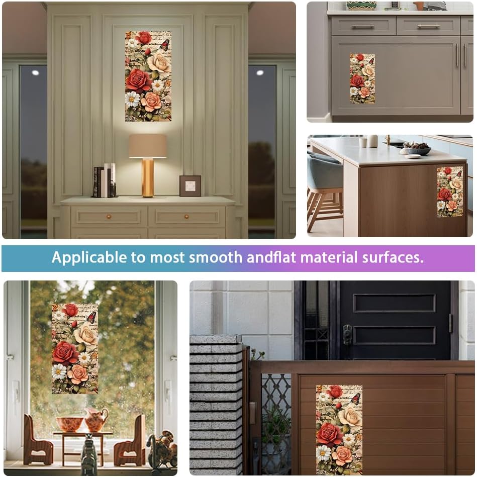 GLOBLELAND 4 Sheets Vintage Flowers Rub on Transfers Rose and Daisy Furniture Decor Transfers Sticker UV Transfers Decal Craft for Bedroom Living Room Desk Table Decoration