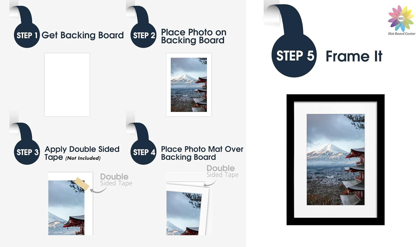 Mat Board Center, Pack of 10, 5x7 for 4x6 Off White Color Mats - Bevel Cut, Acid Free, 4-ply Thickness, White Core - for Pictures, Photos, Framing