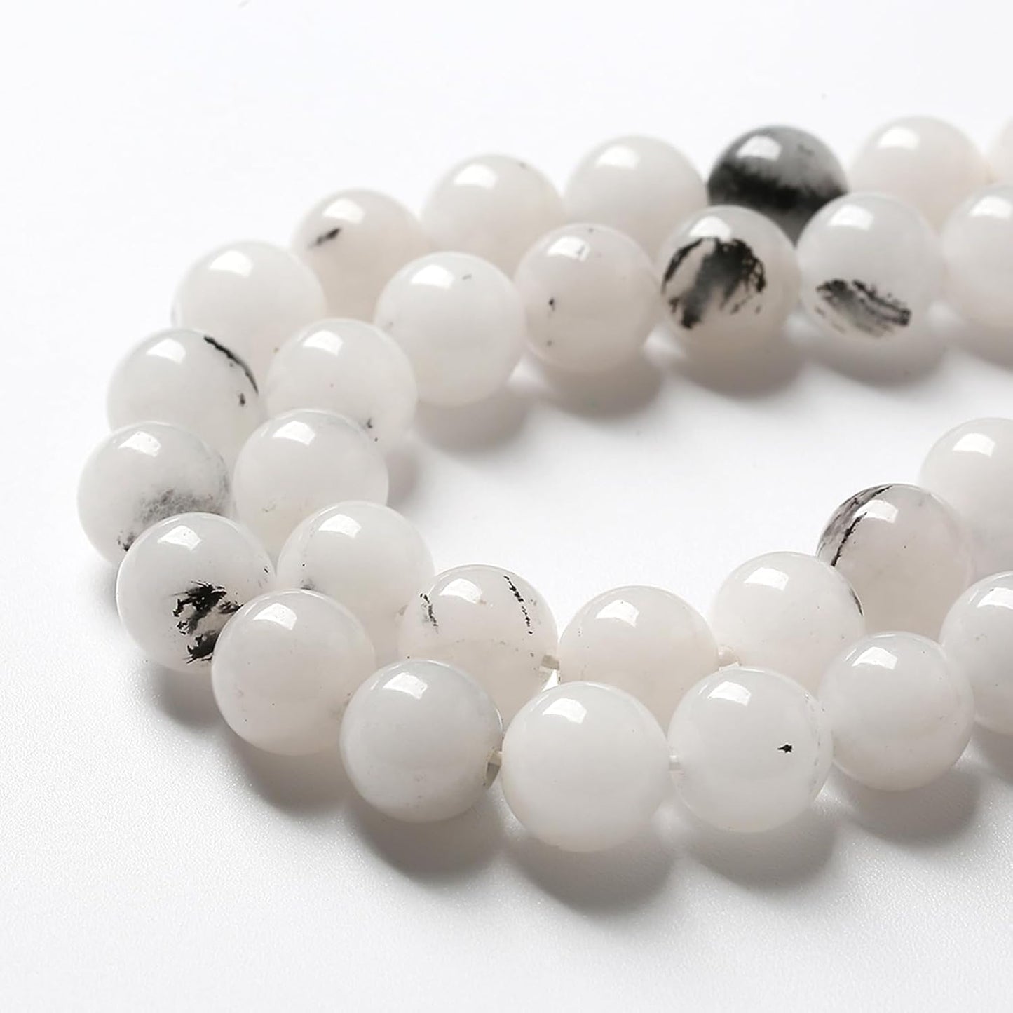 32pcs 12mm Natural Black Rutilated Quartz Crystal Jade Stone Beads for Jewelry Making Energy Healing Power Stone Beads DIY Bracelet Necklace Accessories 15" (12mm, Black Rutilated Quartz Jade)