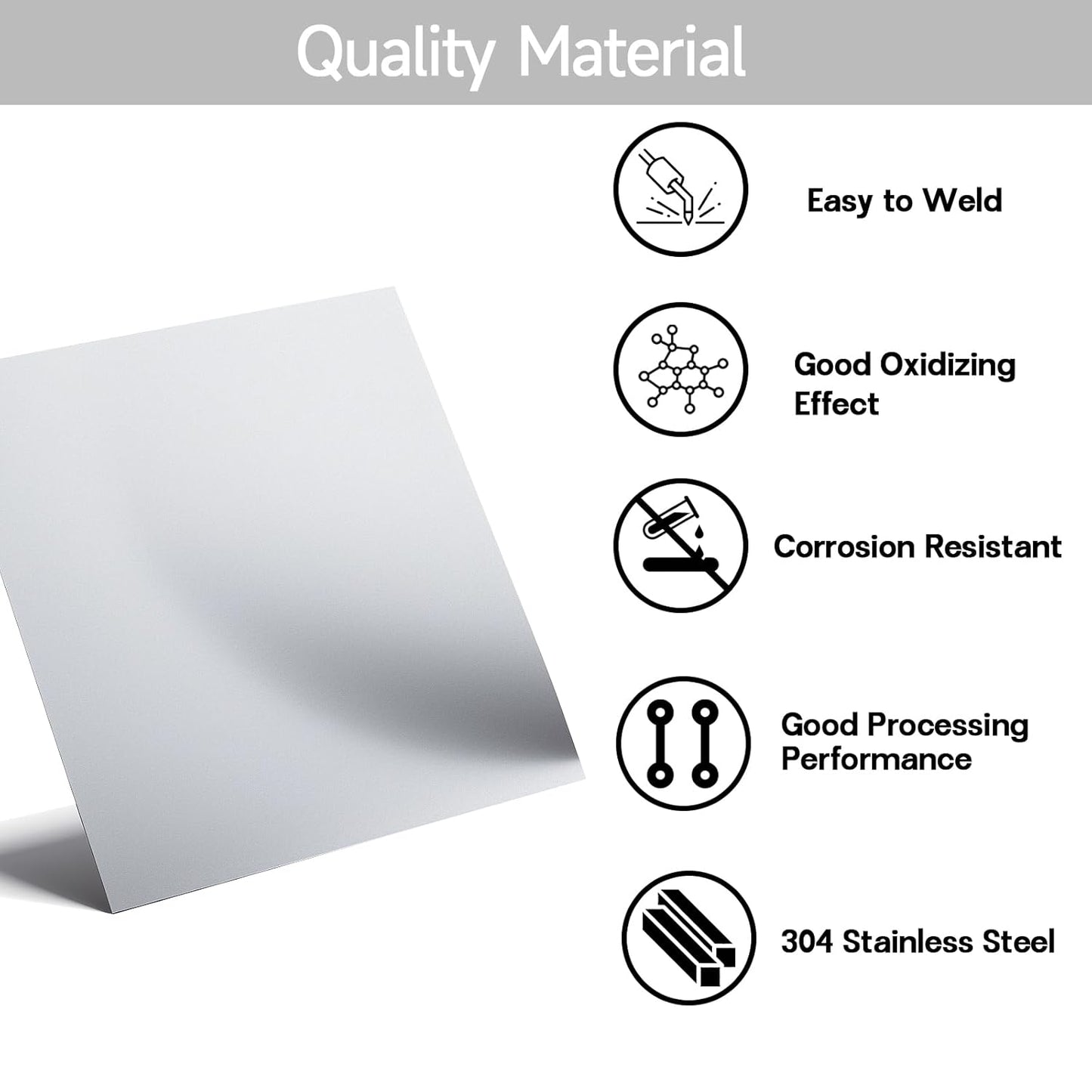 304 Stainless Steel Sheet - 12" X 12" X 1/8" Thin Stainless Steel Plate 1/8 Inch Thickness with Protective Film Metal Sheets Shim Stock Sheets for Kitchen DIY Crafting etc. (305 x 305 x 3 mm)