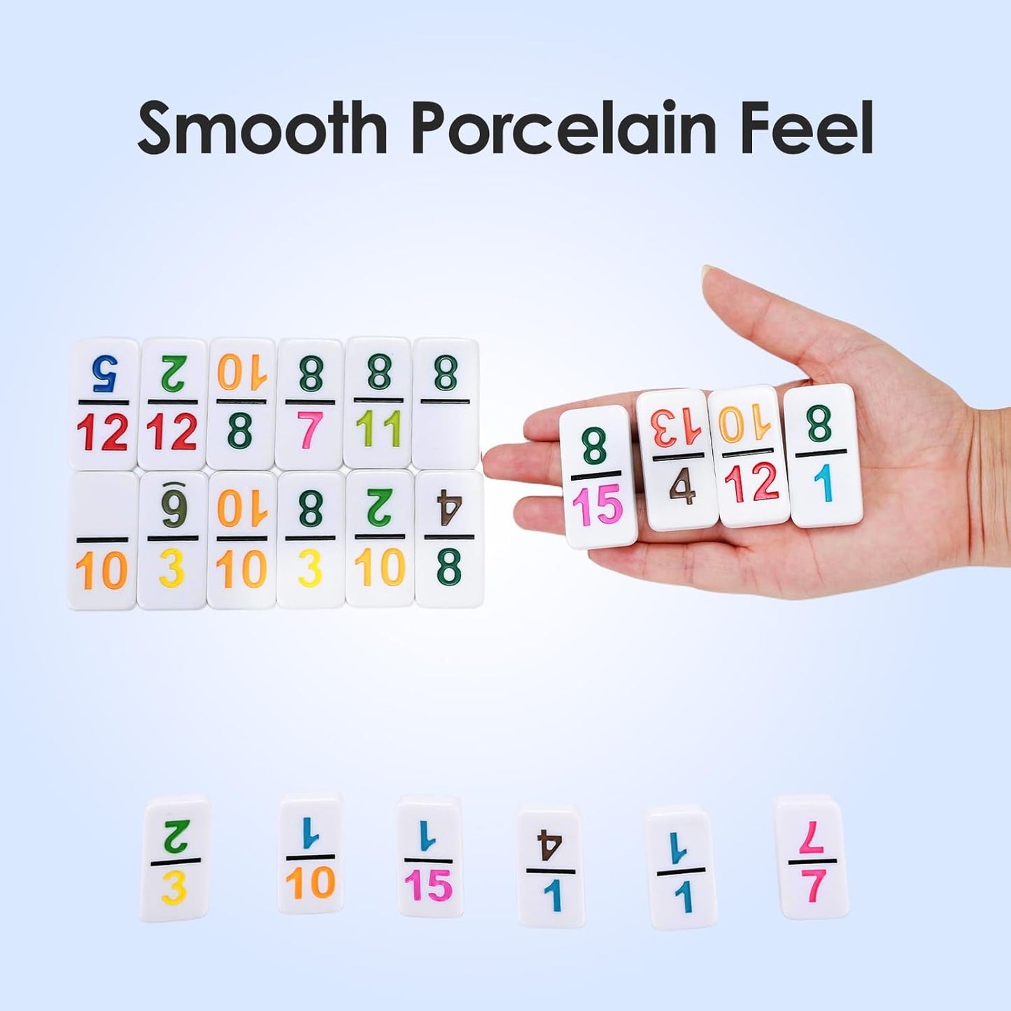 Mexican Train Dominoes Double 15 | 136 Colorful Number Dominos Tiles Travel Board Game for Family Nights, Cognitive Strategy Game for 2-8 Players