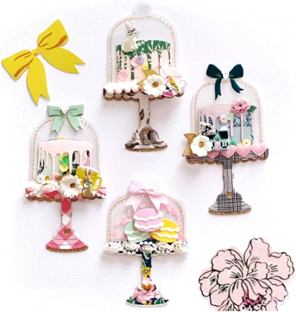 Mvchifay Cutting Dies Happy Birthday Holiday Thanks Greetings Metal Stencils Scrapbooking Tool Love Heart DIY Carbon Steel Embossing Template for Paper Card Making (Cake-7.4x17.2cm)