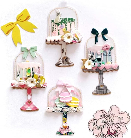 Mvchifay Cutting Dies Happy Birthday Holiday Thanks Greetings Metal Stencils Scrapbooking Tool Love Heart DIY Carbon Steel Embossing Template for Paper Card Making (Cake-7.4x17.2cm)