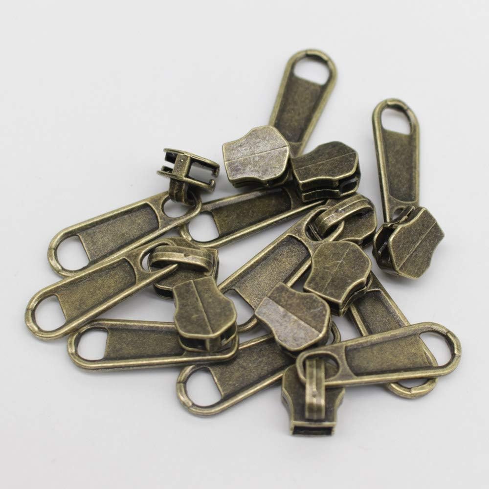 YaHoGa #5 Metal Zippers by The Yard Bulk 4 Yards + 10 pcs Sliders for Bags DIY Sewing Tailor Crafts (Anti-Brass Teeth)