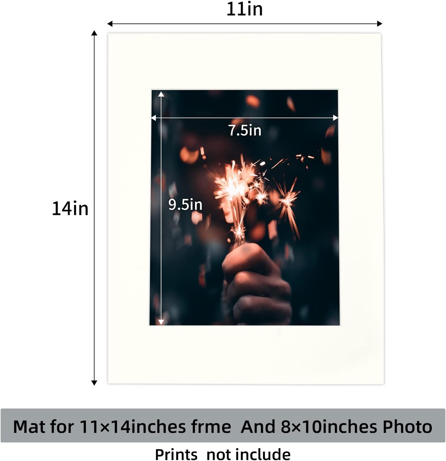HOTUO 10 Pack Acid Free Ivory Picture Frame Mats, Pre-Cut 11x14 Picture Mats with Ivory Core Bevel Cut for 8x10 Photo, Signature Friendly 4 Ply Thickness Photo Mat for Frames/Artwork/Print/Picture