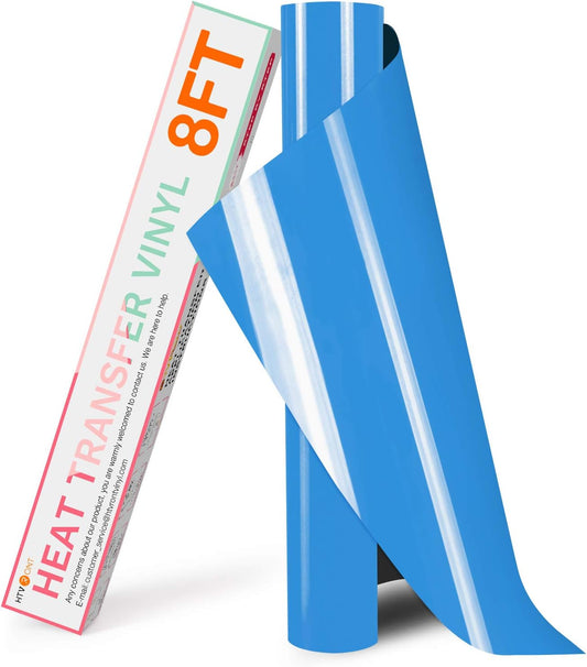 HTVRONT Vinyl Rolls Heat Transfer Vinyl - 12" x 8ft Lake Blue HTV for Shirts, Iron on Vinyl for All Cutter Machine - Easy to Cut & Weed for Heat Vinyl Design (Lake Blue)