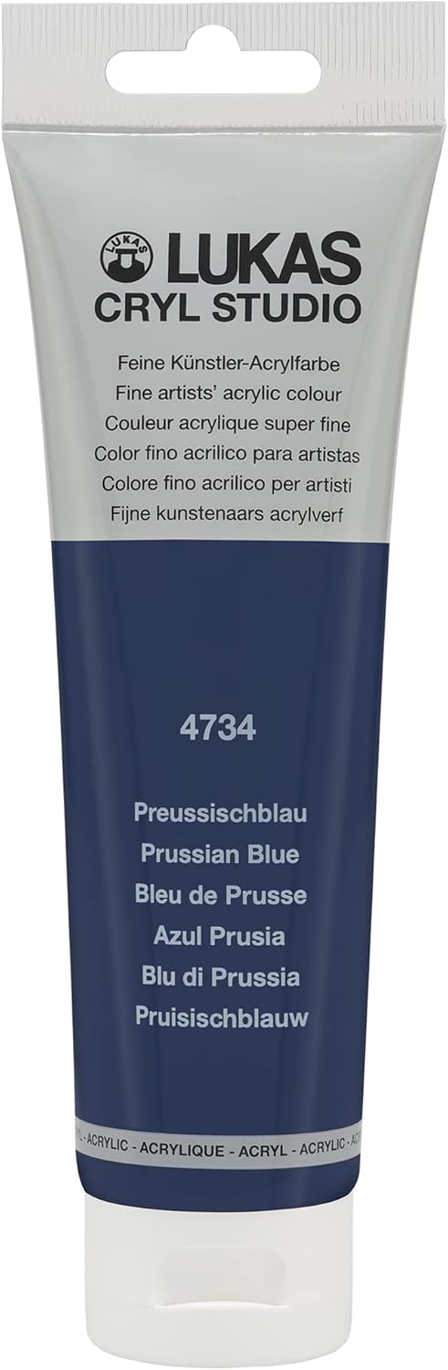 Lukas CRYL Studio Artist Acrylic Paint, Prussian Blue, 125 ml Tube - High Pigment Acrylic Paints for Canvas Painting, Large Scale Works - Medium-Viscosity, Water-Mixable, Fast Drying