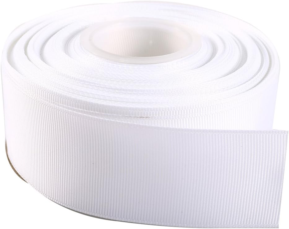 ITIsparkle 11/2" Inch Grosgrain Ribbon 25 Yards-Roll Set for Gift Wrapping Cake Decoration Party Favor Hair Braids Hair Bow Baby Shower Decoration Floral Arrangement Craft Supplies, White Ribbon