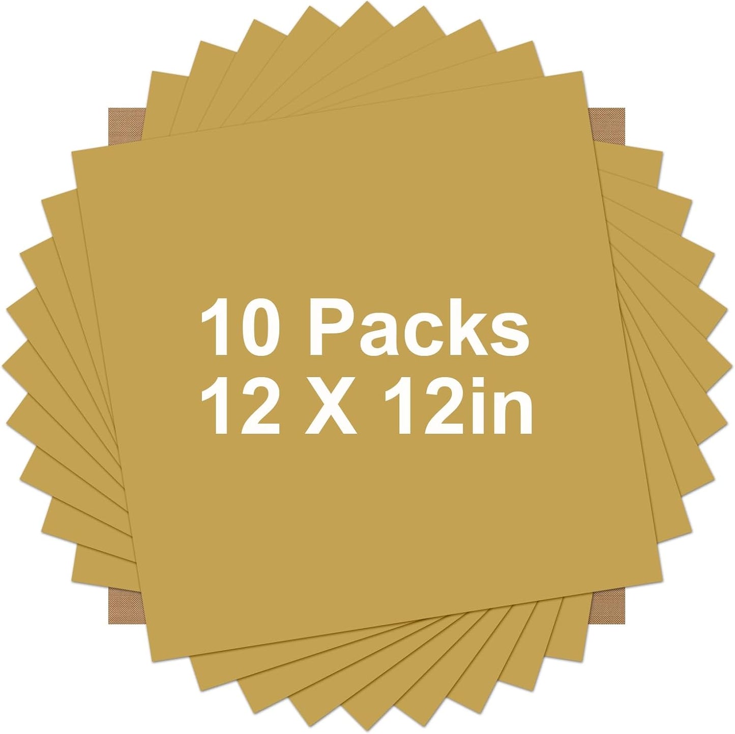 HTVRONT Gold HTV Heat Transfer Vinyl Bundle: 10 Pack 12"x12" Iron on Vinyl for T-Shirt (1 PTFE Sheet Included), PU HTV Vinyl Easy to Cut & Weed for Heat Design