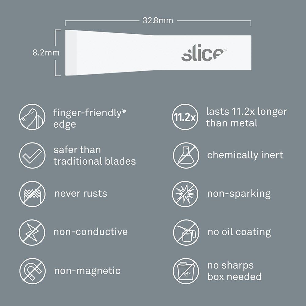 Slice 10534 Chisel Blade, Finger-Friendly Edge, Safer Choice, Never Rusts, Lasts 11x Longer Than Metal, Precision Scraping, Scratchboard Art, Sculpting