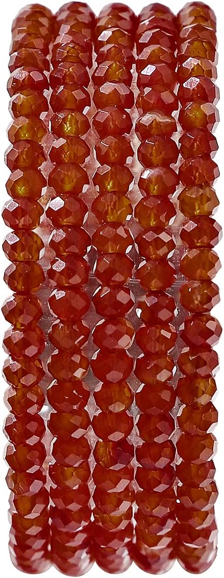 Natural Red Agate Beads 4x2mm 120pcs Faceted Rondelle Loose Semi Gemstone Beads for Jewelry Making Design