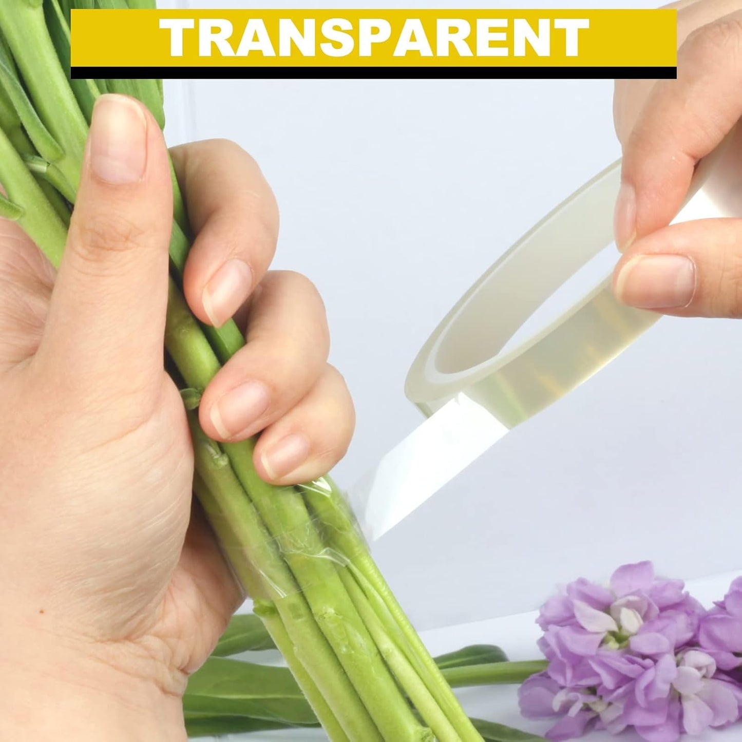 2Packs Clear Floral Tape - 1/2 inches Wide Floral Vase Tape, Clear Waterproof Floral Tape for Fresh Flower Bouquets and Flower Arrangements Crafts (0.5inch*2Packs), 0.5inch*2Pack
