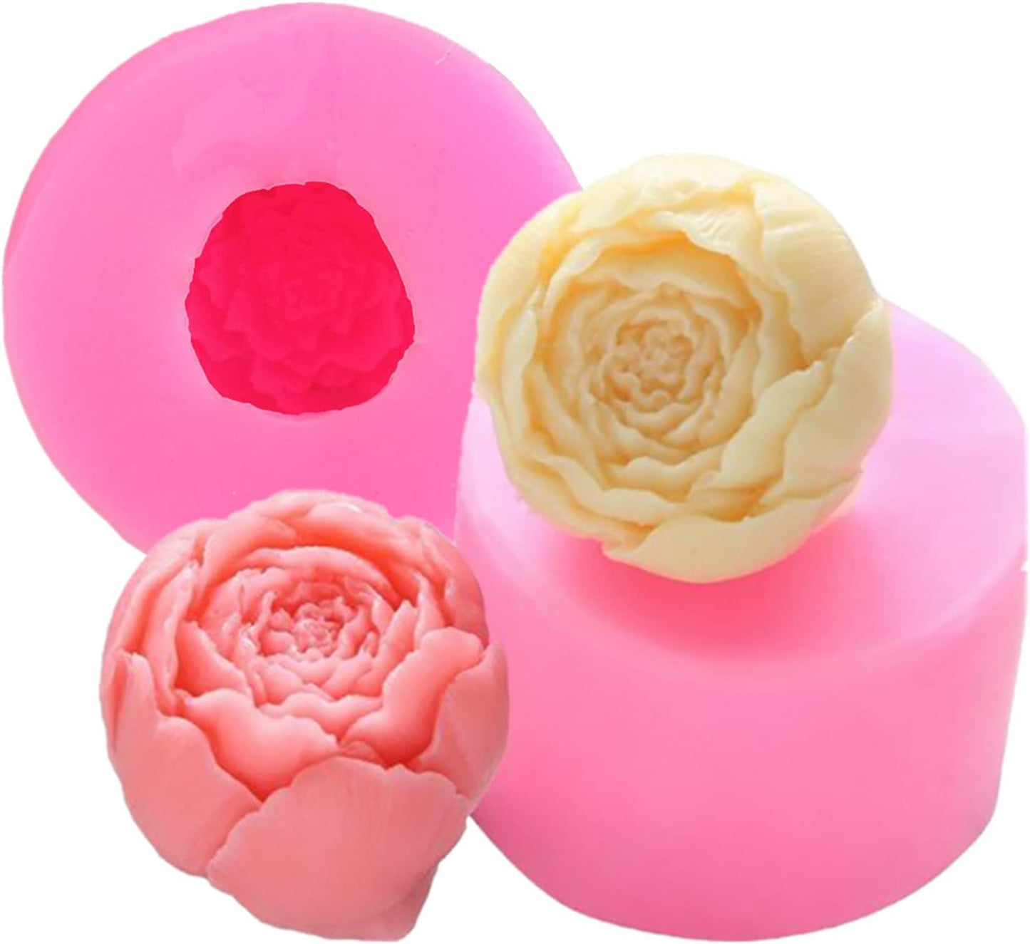 2PCS Peony Flower Silicone Candle Molds Soap Molds Fondant Chocolate Cake Candy Moulds Resin Clay Baking Pastry Tools