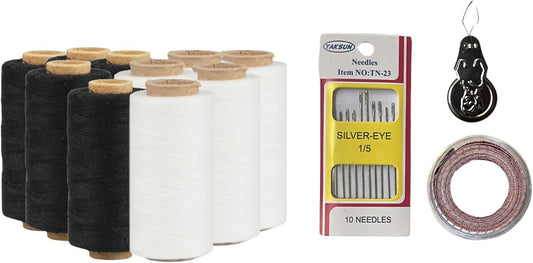 2 Colors Serger Sewing Thread and Tape Measure - 10 Cones Threads of 500 Yards Each Spool | Sewing Clips Quilting Materials Heavy-Duty Sewing Machine Threads and Tape Measure | Lace,Ribbon Yarn