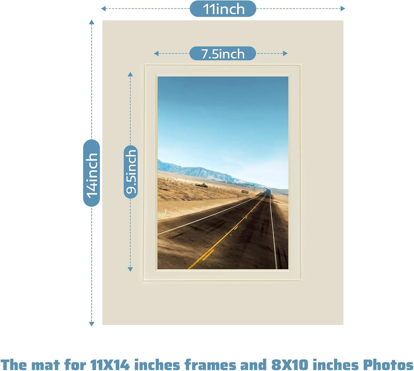 HOTUO 10 Pack Acid Free Ivory Picture Frame Mats, Pre-Cut 11x14 Picture Mats with Ivory Core Bevel Cut for 8x10 Photo, Signature Friendly 4 Ply Thickness Photo Mat for Frames (Ivory with V-Groove)