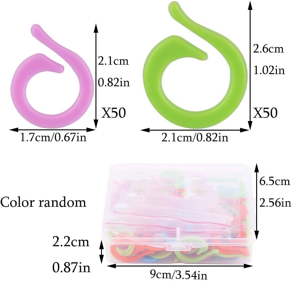 Lokunn 100PCS Stitch Markers for Crocheting, Crochet Stitch Markers Ring for Knitting and Crocheting, Small and Large Locking Markers