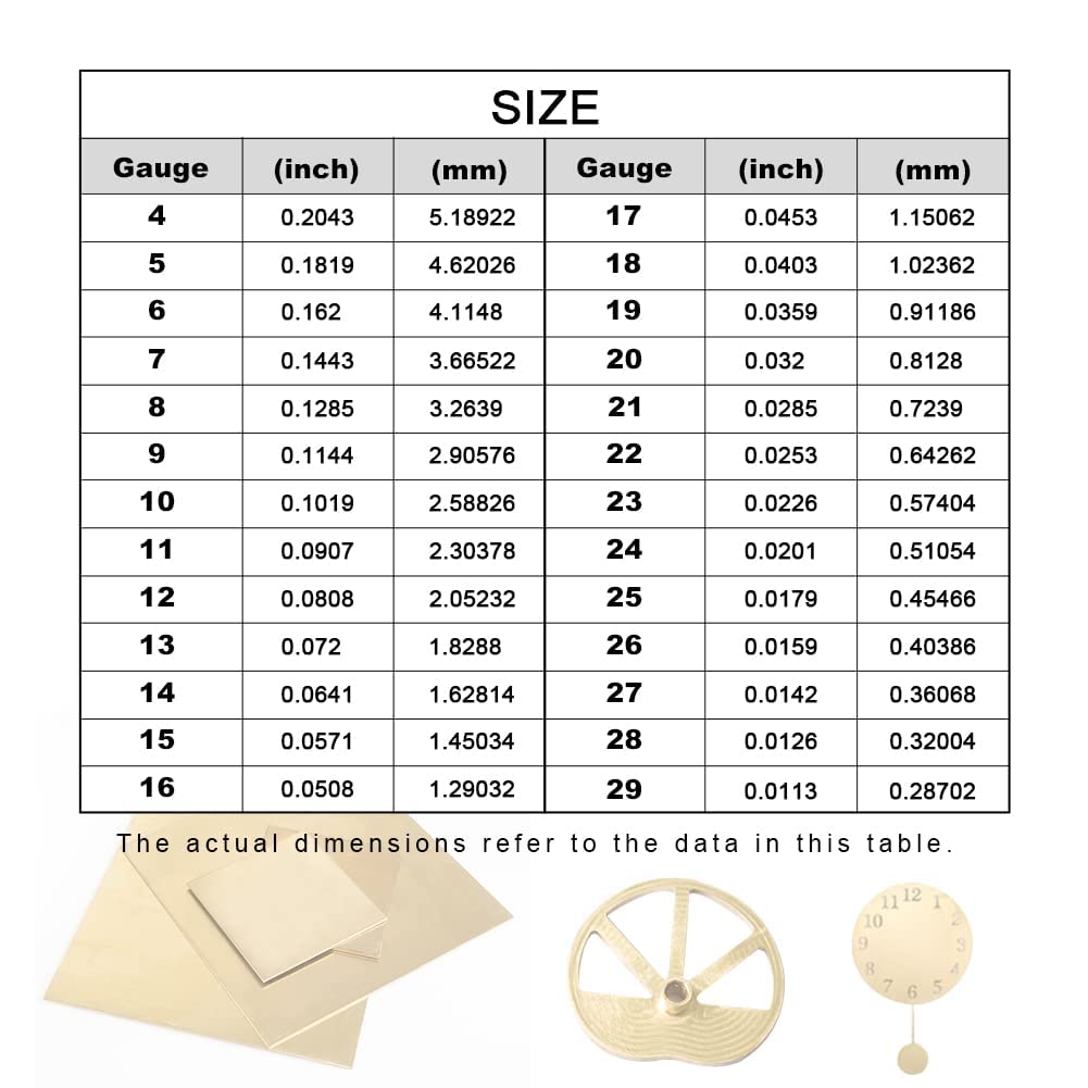 14 Gauge Brass Sheet，H62 Brass Plates Metal 0.059" Thickness x 5.9" Width x 5.9" Lenght, for Models, Crafts, Repairs, Electrical, 1Pcs