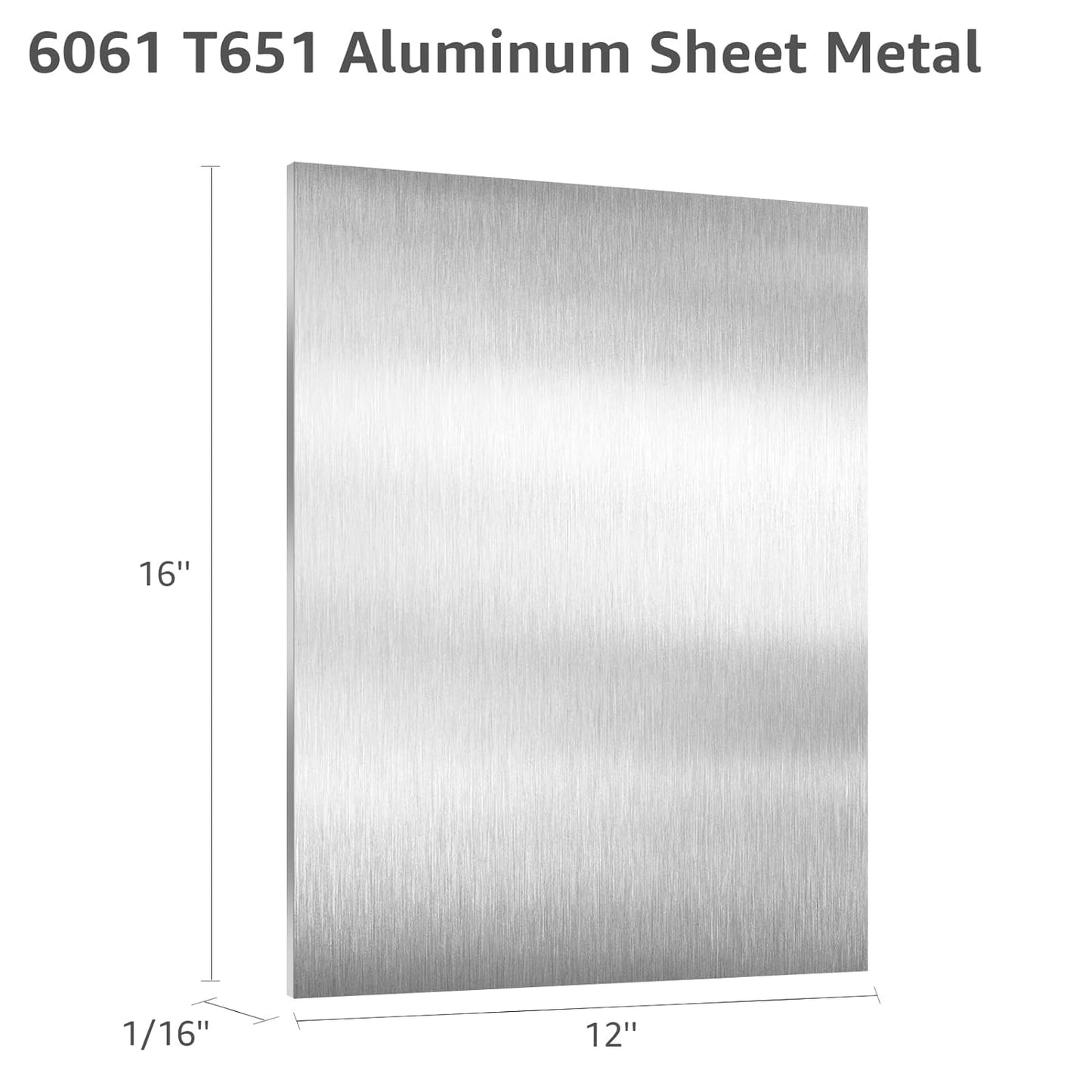 6061 T651 Aluminum Sheet Metal 12" x 16" x 1/16" (0.06") Rectangle Metal Plate Covered with Protective Film, 1.5mm Flat Aluminum Plate for Crafting and Industry
