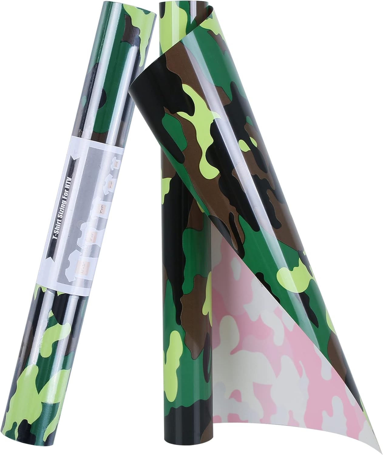 TORC Army Green Camouflage Heat Transfer Vinyl 12 inch x 10 ft, Camo HTV Vinyl Iron on Transfer for T-Shirts