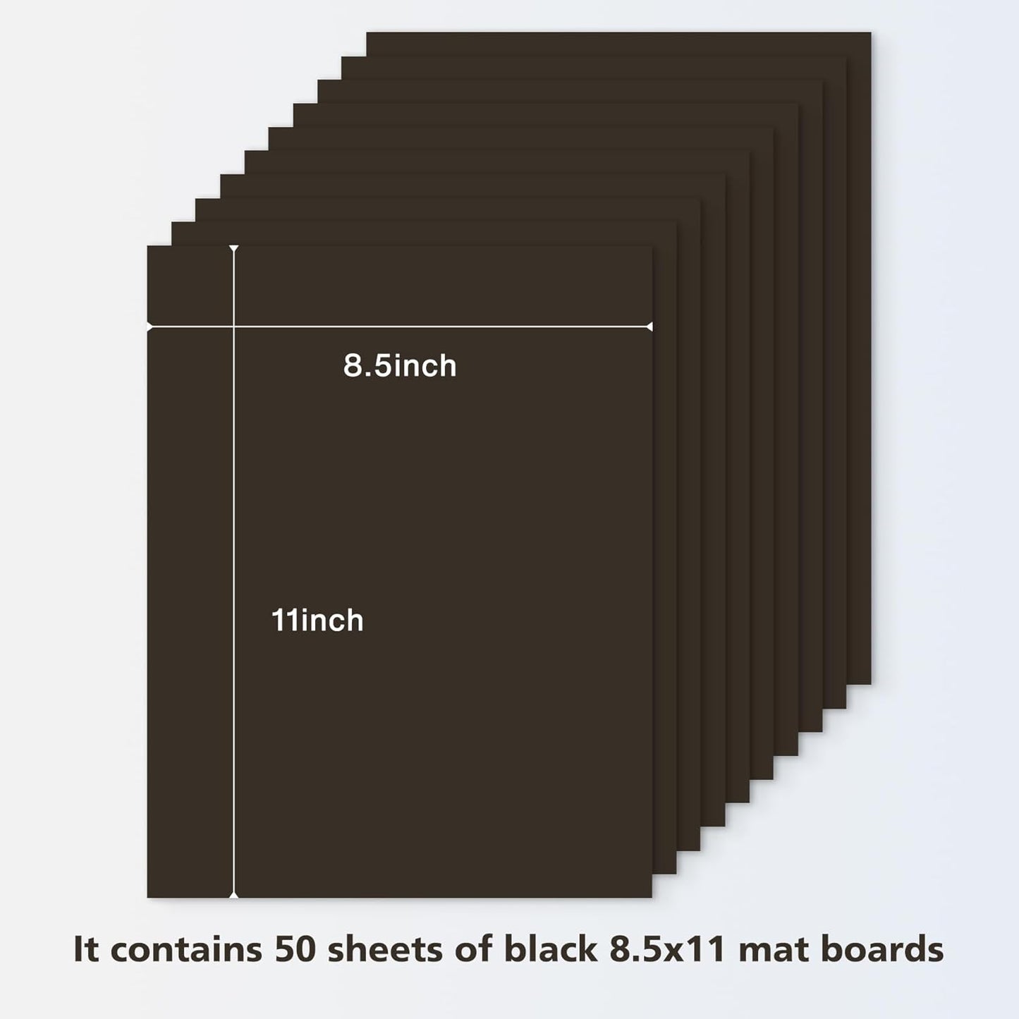 Golden State Art, 8.5x11 Uncut Photo Mat Matboard - Black Uncut Mats for DIY Projects, Presentation Boards, Art Crafts, Prints (50 Pack)