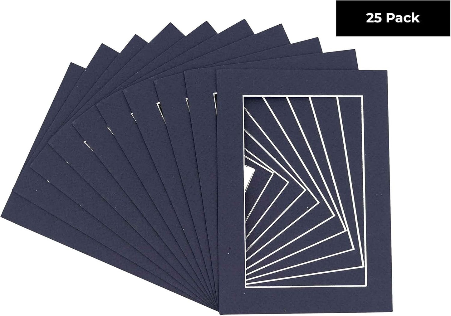 6x8 Mat for 8x10 Frame - Precut Mat Board Acid-Free Show Kit with Backing Board, and Clear Bags Navy 6x8 Photo Matte Made to Fit a 8x10 Picture Frame Matboard for Framing, Pack of 25 Mats