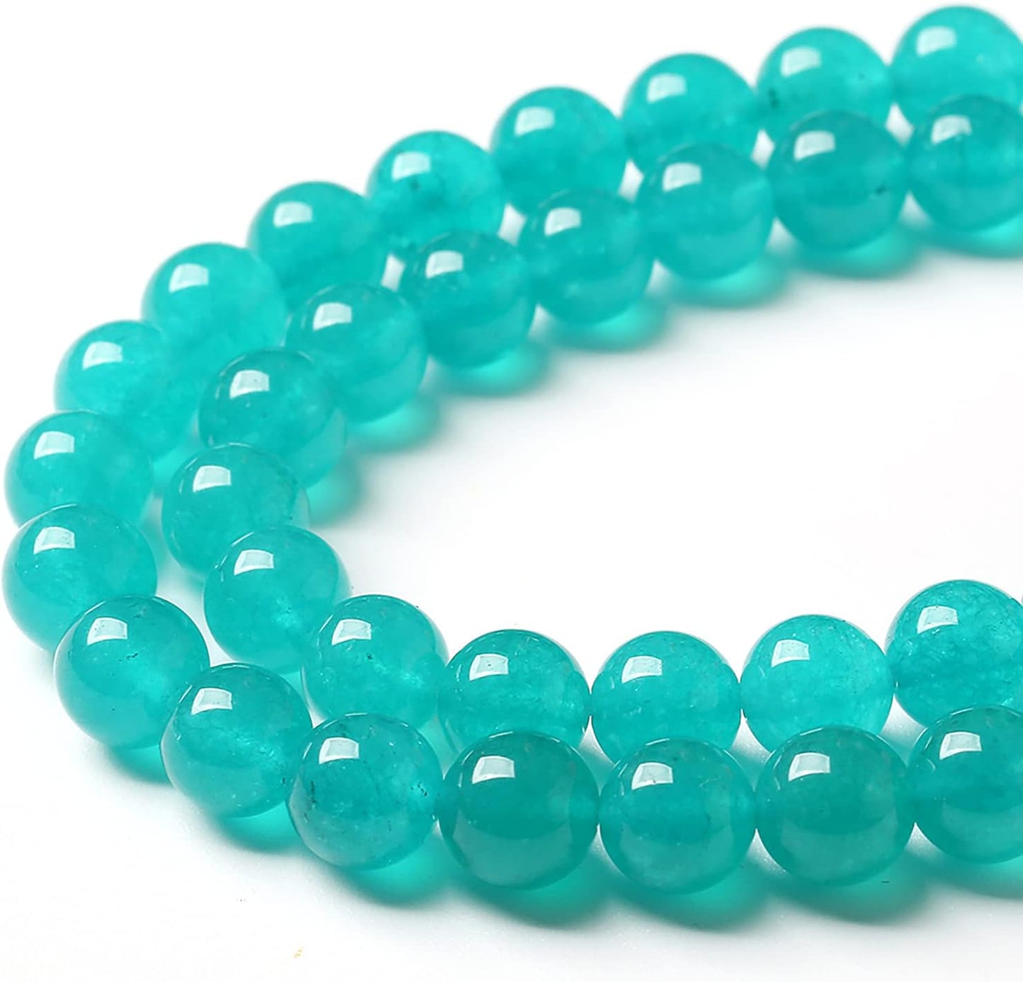 120PCS 6mm Natural Stone Beads Blue Amazonite Jade Stone Round Loose Beads for Jewelry Making DIY Bracelet Necklace 32" 2 Strands