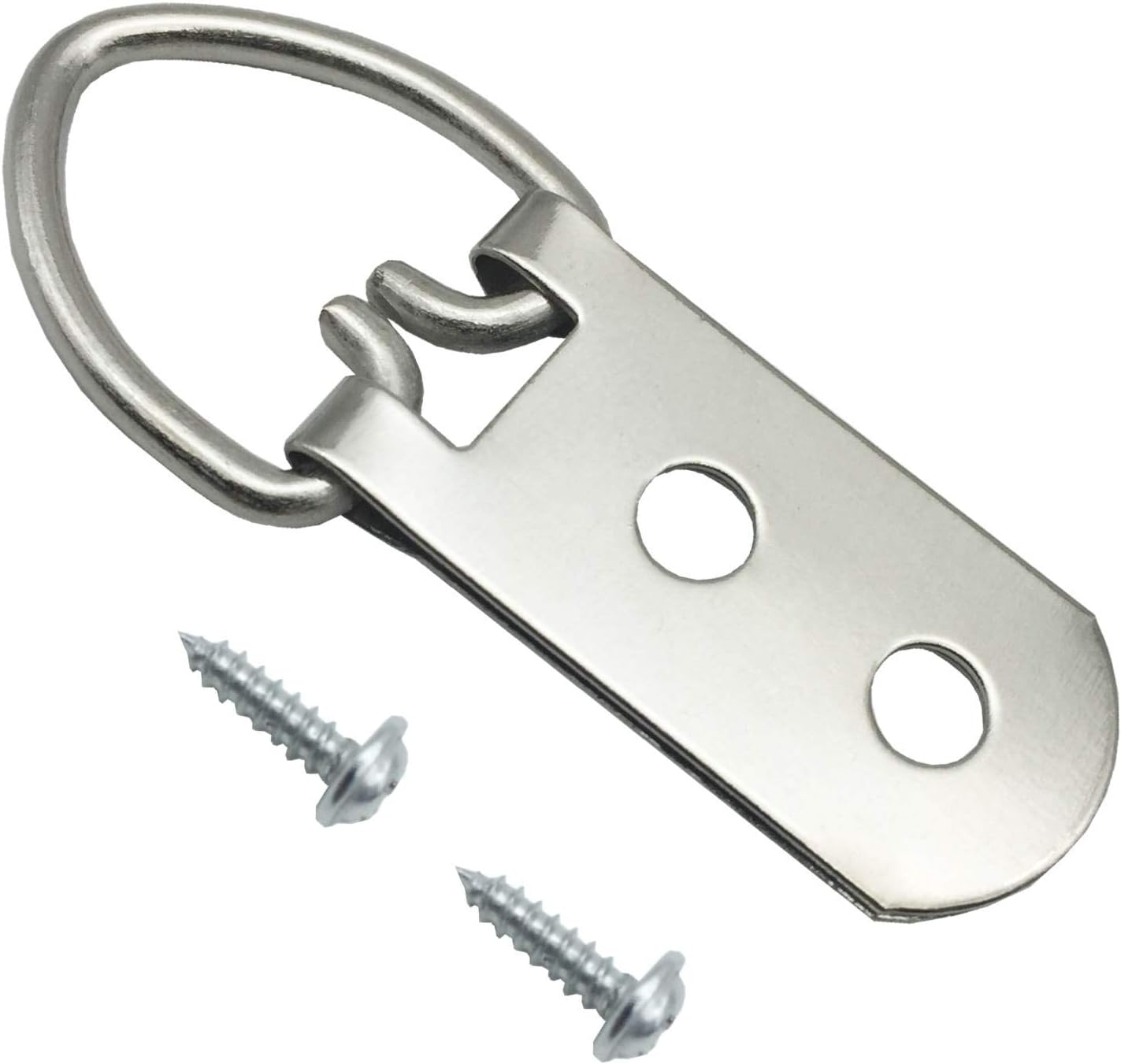 20 Pack D-Ring Steel Picture Hangers Heavy Duty with Screws Picture Frames Double Holes Clasp Picture Hang Solutions, for Hanging Clock Paintings Artwork Picture Frame Hook Photos Mirrors