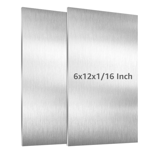 2 Pack 6061 T651 Aluminum Sheet Metal 6" x 12" x 1/16" (0.06") Rectangle Metal Plate Covered with Protective Film, 1.5mm Flat Aluminum Plate for Crafting and Industry