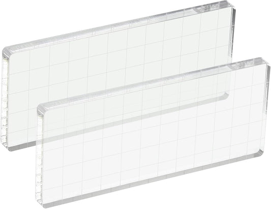 PATIKIL 5" x 2" Acrylic Stamp Block, 2 Pack Clear Stamping Block with Grid Lines Decorative Mounting Blocks Square for Scrapbooking DIY Crafts Card Making