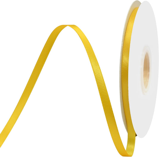 Maize Yellow Satin Ribbon 1/4" X 50 Yards Solid Color Double Faced Ribbons Perfect for Crafts Wedding Decor Bow Making Arts Sewing and More