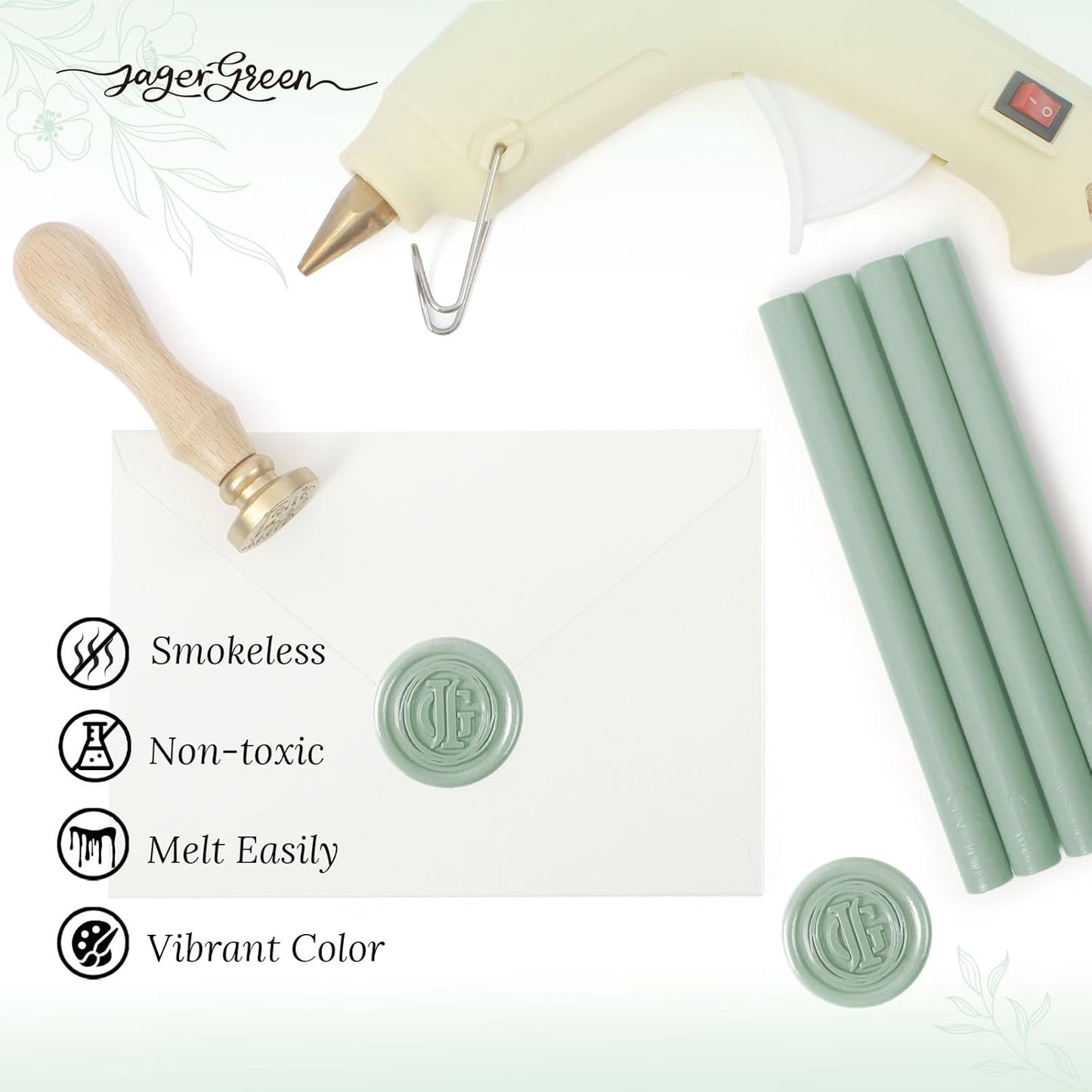 Green Wax Seal Sticks, 8 Pack, Perfect for Wedding Invitations, Envelopes, Cards & More