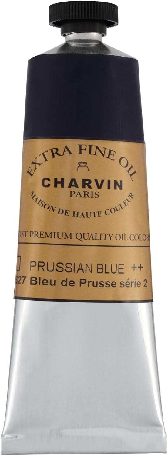 Charvin Extra Fine Oil Paint, Prussian Blue 60 mL - Triple-Milled, Rich Texture, Poppy Oil-Based, Light-Fast, Handmade, Archival Quality