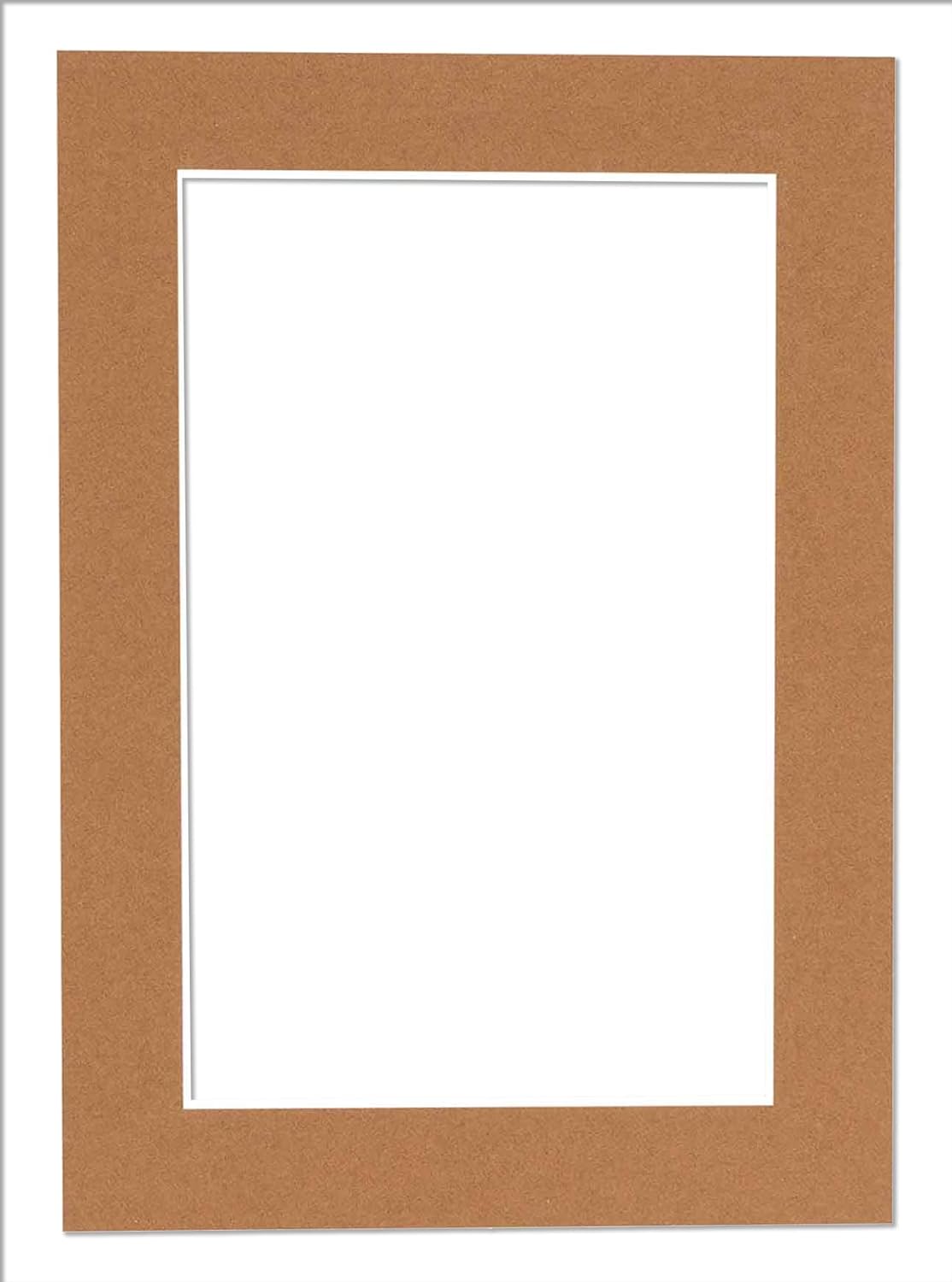 8x10 Mat Bevel Cut for 5x8 Photos - Acid Free Aged Oak Brown Precut Matboard With Backing Board and Crystal Clear, Self Seal Photo Mat Bag - For Pictures, Photos, Framing - 4-ply Thickness