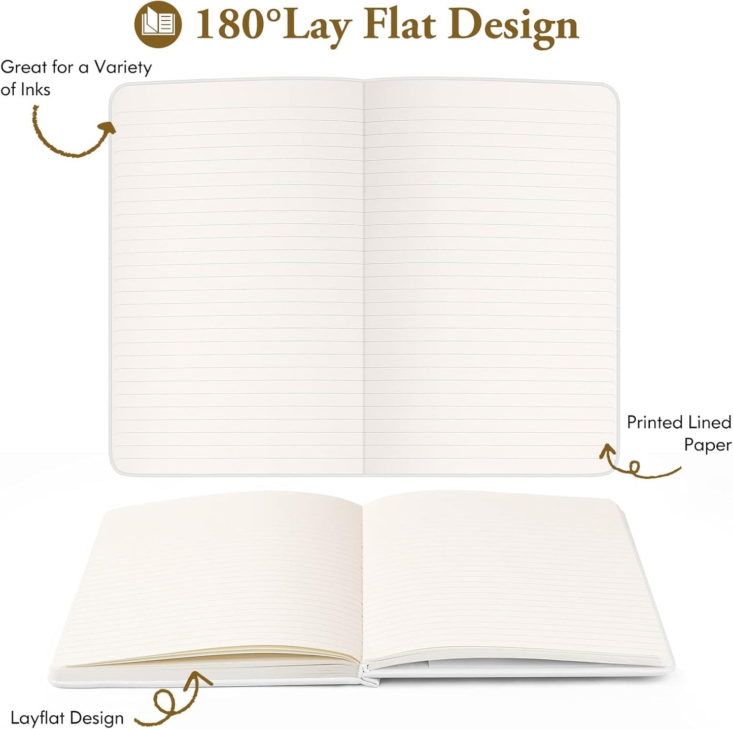 Huhuhero Notebooks Journal, Ruled Notebook, Premium Thick Paper Lined Journal, Black Hardcover Notebook for Office Home School Business Writing Note Taking Journaling, 5"×8.25" (6, Black)