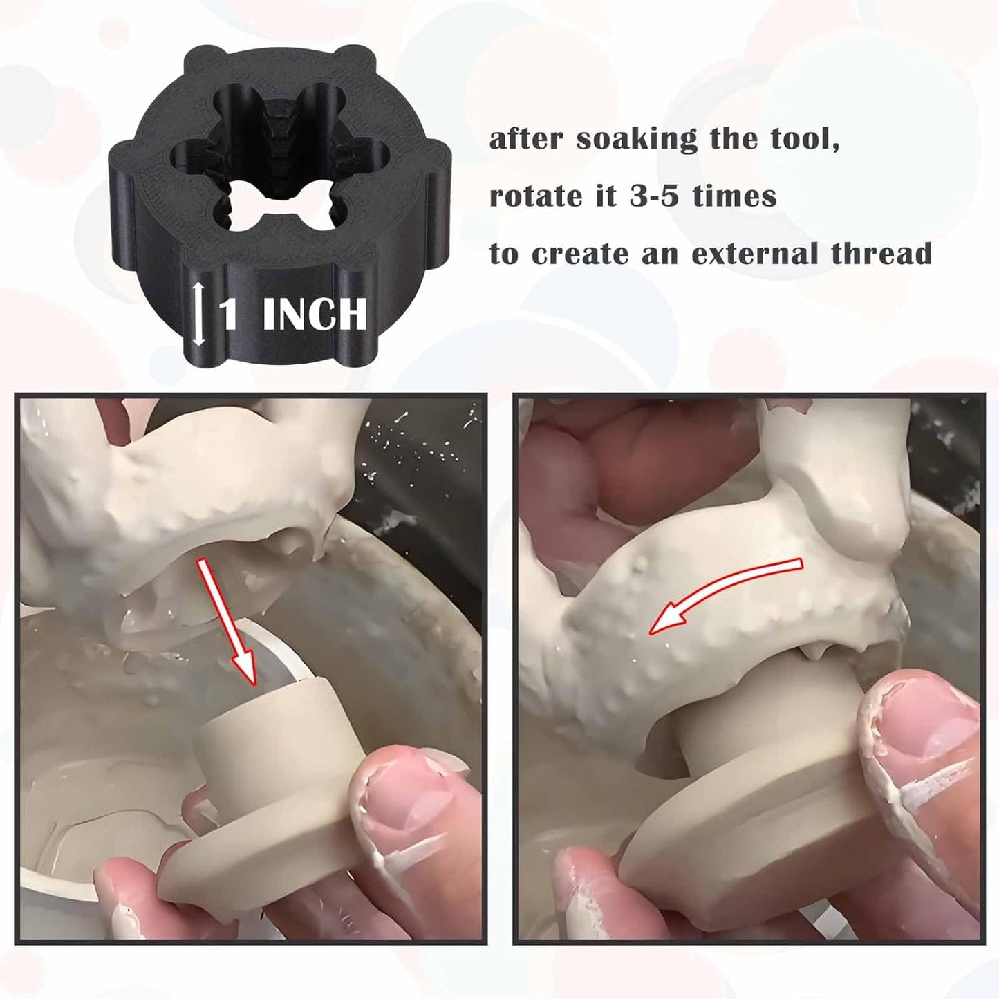 Pottery Clay Threading Making Kits, Clay Tap and Die Set for Jars and Lids Caps Thread (1 Inch Obsidian Black)