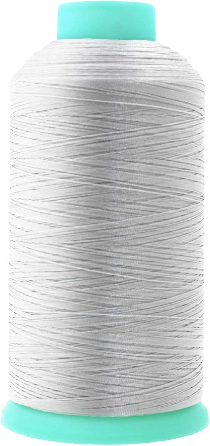 Mandala Crafts Bonded Nylon Thread Silver Heavy Duty Sewing Threads - 2843 YDs Size 46 210D T45 Tex 45 Thread for Leather Jeans Weaving Outdoor Marine Upholstery Threads