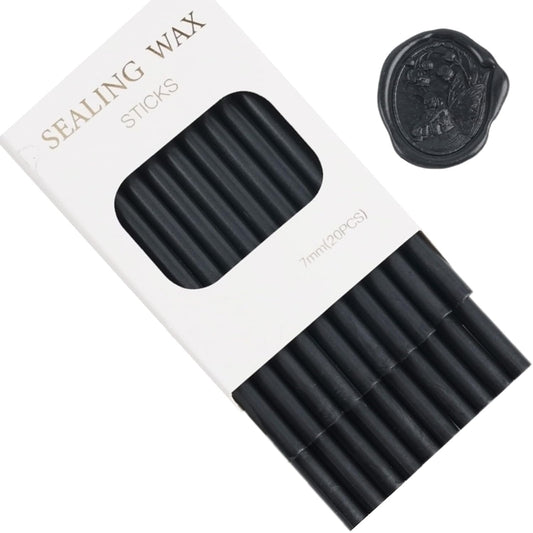 20pcs Glue Gun Wax Seal Sticks for Wedding Invitations, Envelope Letter Sealing - Black