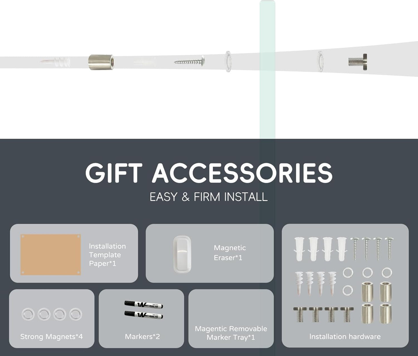 Magnetic Monthly Calendar Glass Whiteboard - Glass Dry Erase Board 48"x36" Large Frameless Glass Board for Walls Office School and Home