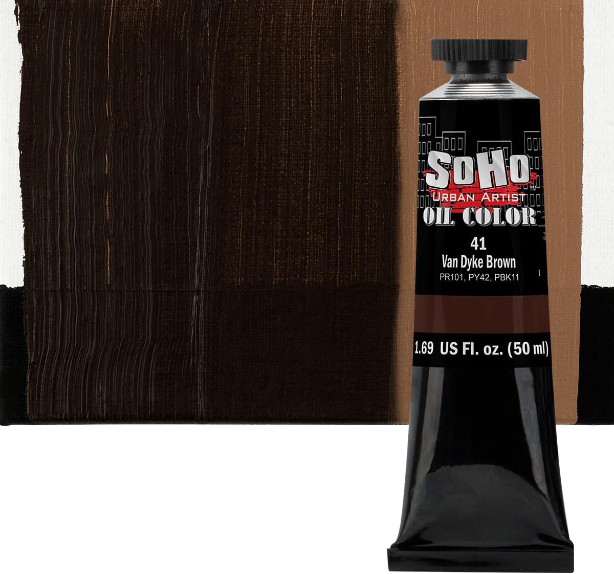 Soho Urban Artist Oil Paint - Van Dyke Brown, 50 ml Tube - Best Valued Oil Colors for Painting, Excellent Pigment Load