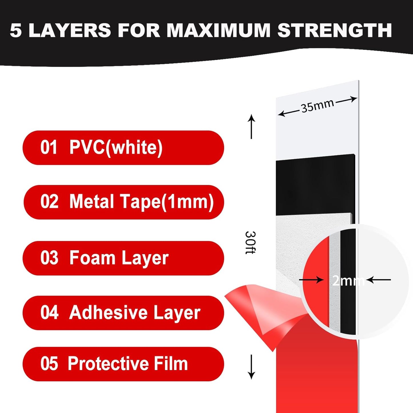 Thaibear Self Adhesive Metal Tape for Magnets (1.4'' Wide x 30 ft Long) Flexible Metal Strips for Magnets, Ferrous Tape for Magnets, Stick Metal Magnetic Tape Strips Roll with Adhesive Backing