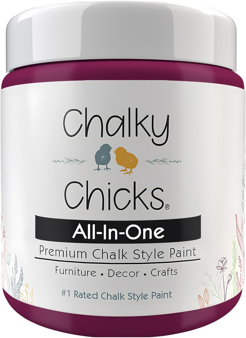 Chalky Chicks All-in-One Chalk Paint for Furniture or Cabinet - 4 Fl Oz - Matte Finish Logan Berry (Plum) for Metal, Wood Furniture Paint - No Sanding All-in-One for Home Decor & Crafts, USA Made