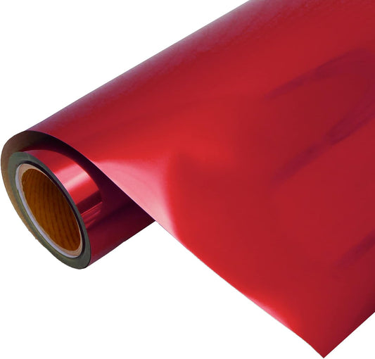 Threadart Metallic Foil Red Heat Transfer Vinyl Film | Custom Cut Roll 20" Wide by The Yard | Compatible with Venture Explore and Maker, Silhouette Cameo, & Large Format Cutters