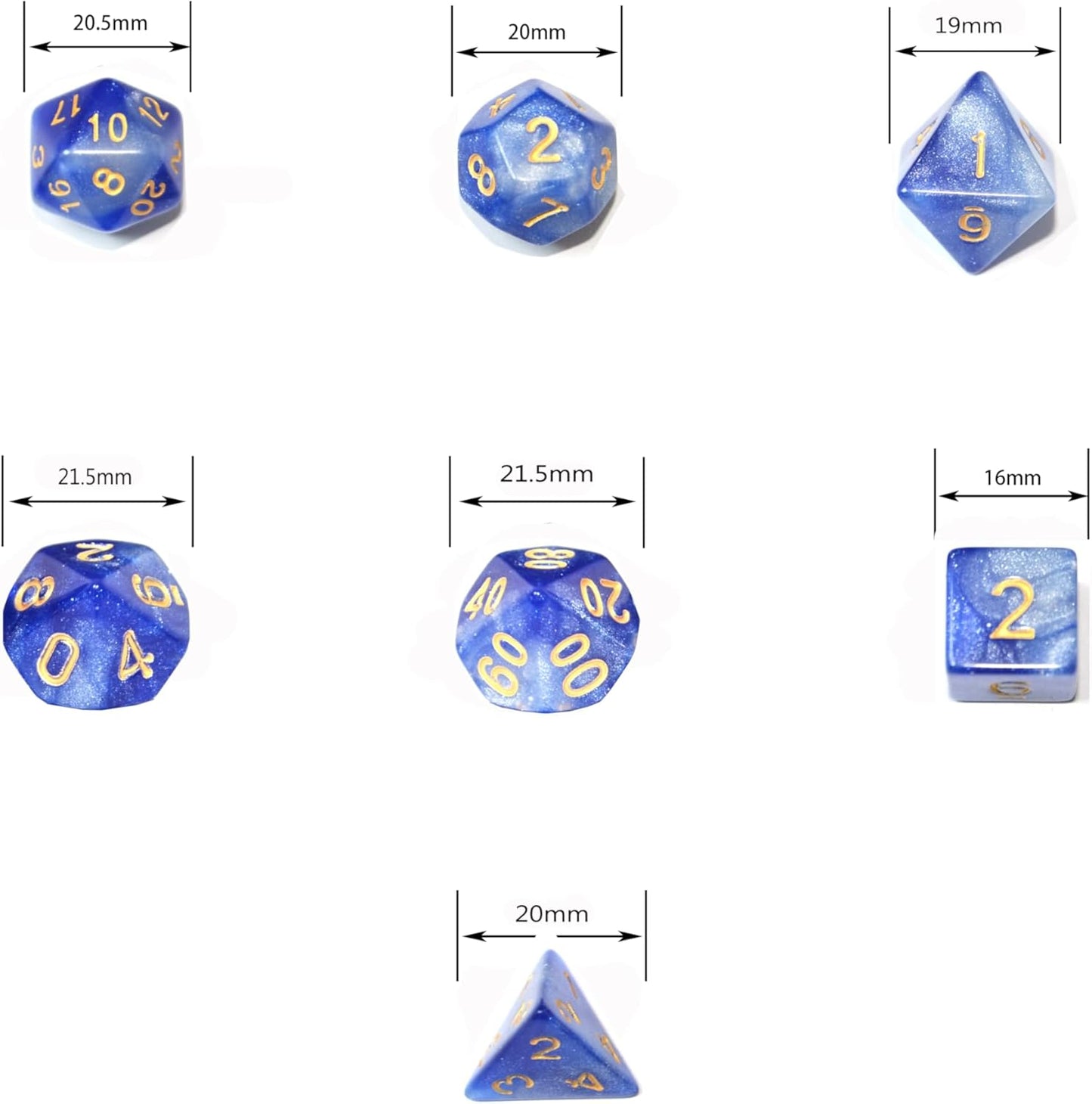 SmartDealsPro 6 x 7 Sets (42 pcs) Glitter Polyhedral Dice Sets with Pouches for DND RPG MTG Dungeon and Dragons Table Board Roll Playing Games D4 D8 D10 D12 D20 (Color 2)