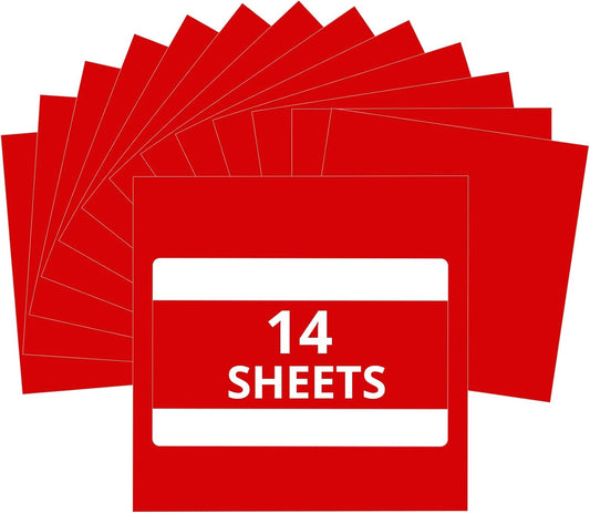 HTVRONT Red Permanent Vinyl - 14 Pack Glossy 12 ” x 12 ” Adhesive Sheets for Craft Projects, Party Decoration, Red Permanent Adhesive Vinyl for All Cutting Machine