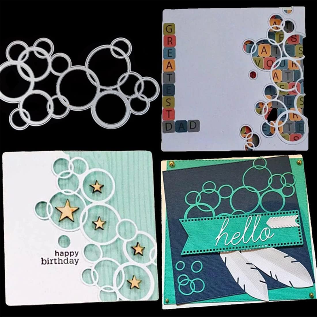 Mvchifay Cutting Dies Happy Birthday Metal Stencils Scrapbooking Tool DIY Emboss Paper Card Making (Bubble-10.3x6cm)